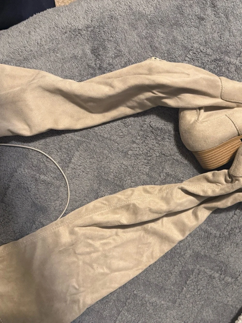 Over-the-Knee Slouch Boots in Light Beige - Picture 4 of 5